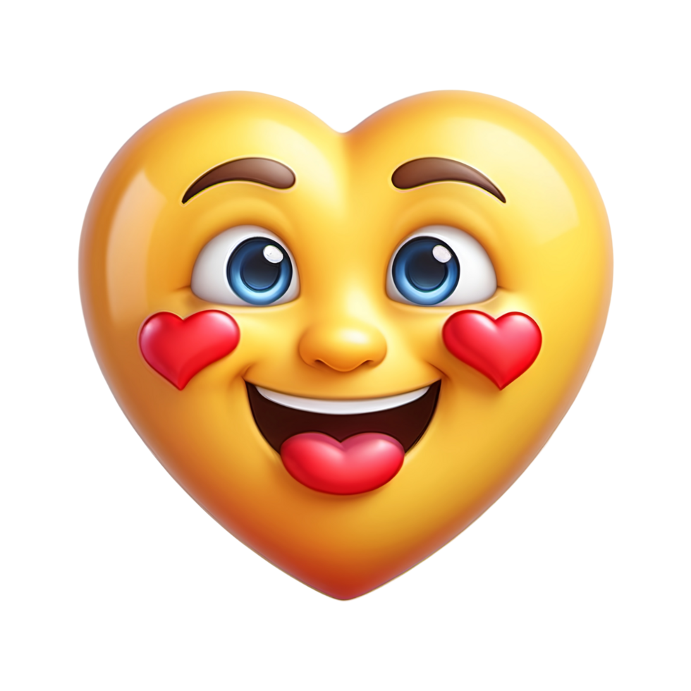 smiley face with heart on isolated background png