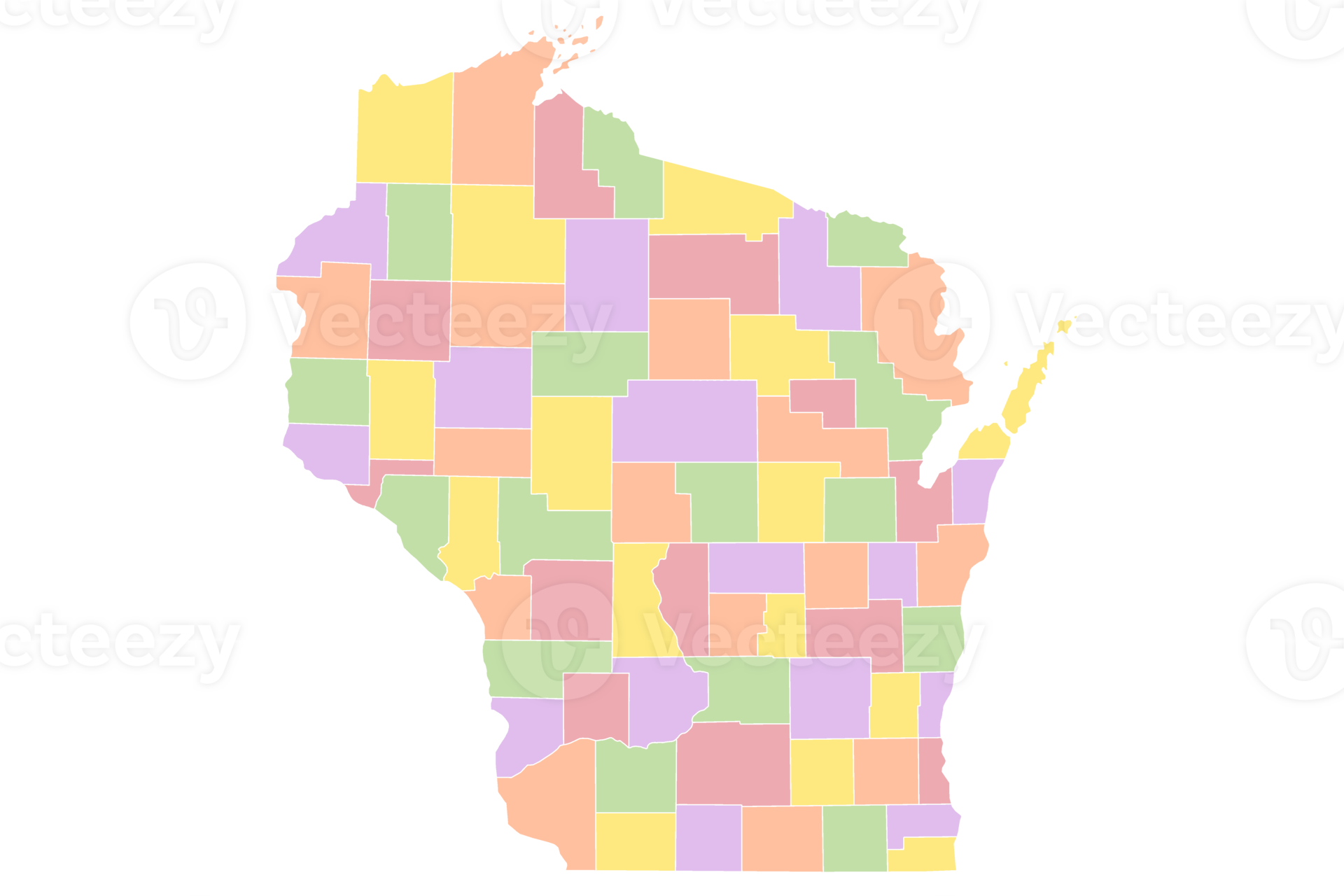 Us wisconsin state map with 72 counties 55129879 png