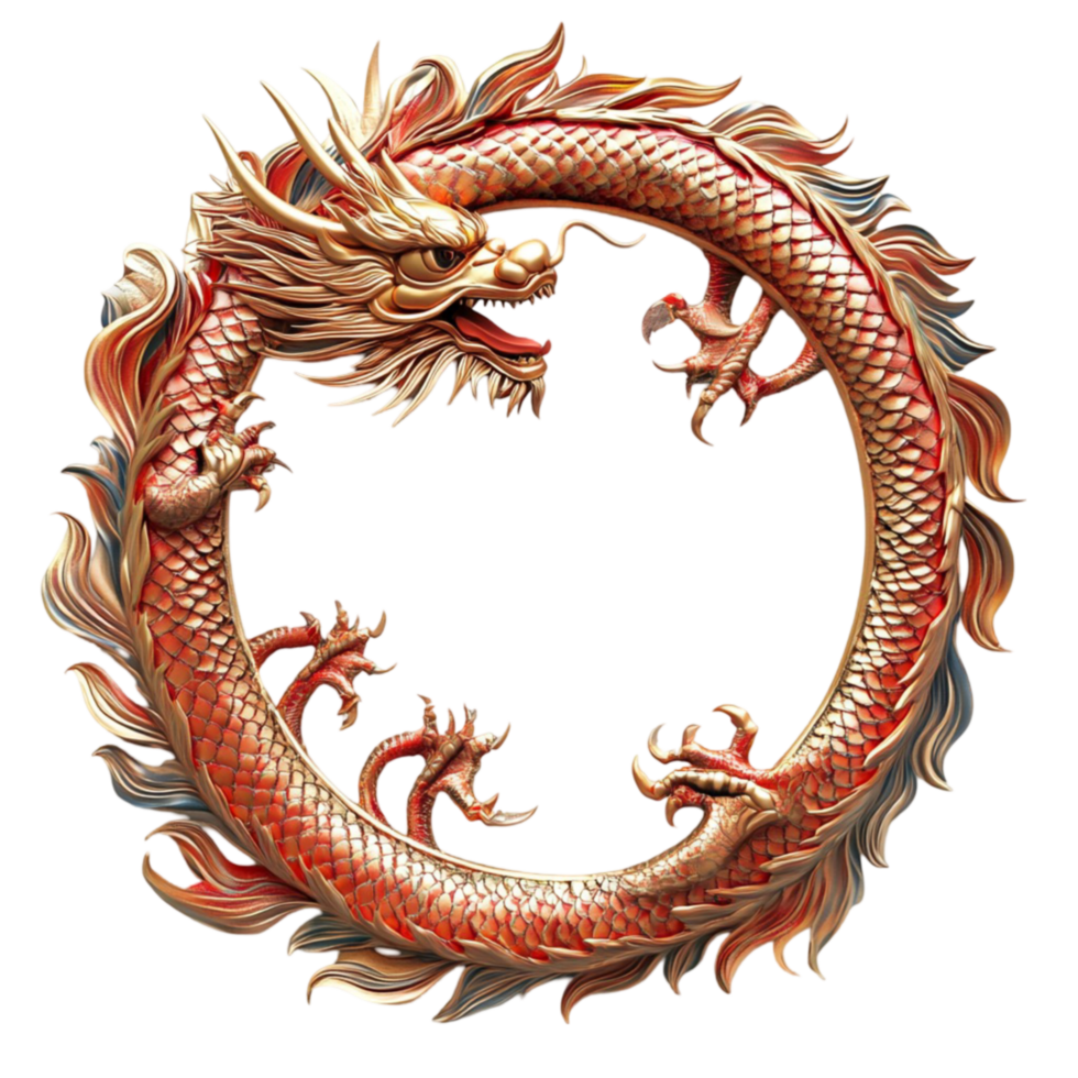 Red Dragon in a Circle on Transparent Background png