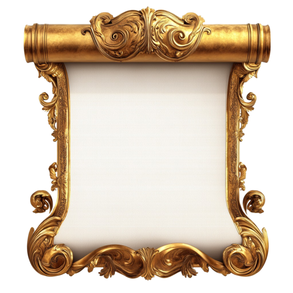 Golden Scroll Frame with Ornate Scrolls png