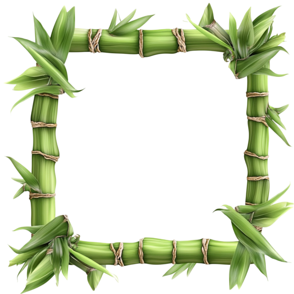 Bamboo Frame with Leaves png