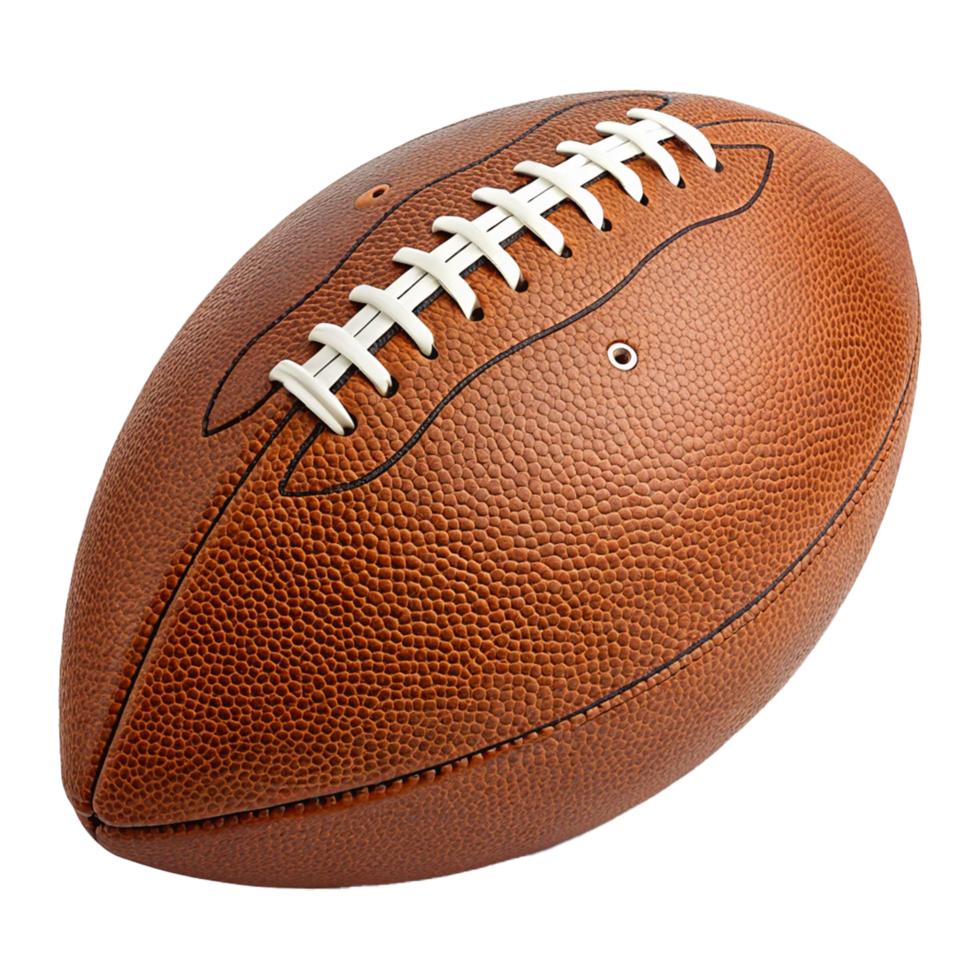 Realistic American Football Leather Ball with White Laces High Detail Product Photography png