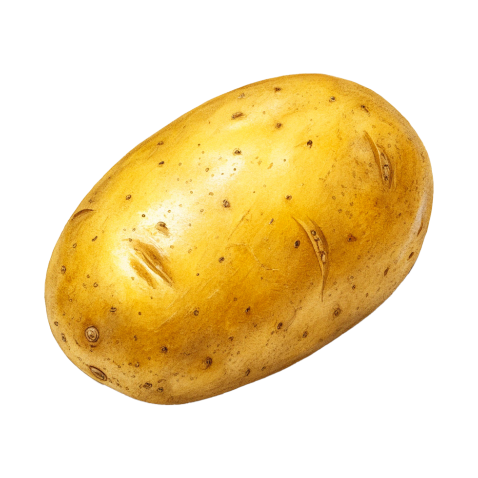 Photorealistic Potato with Golden Yellow Skin and Textured Surface in High Resolution Food Photography png