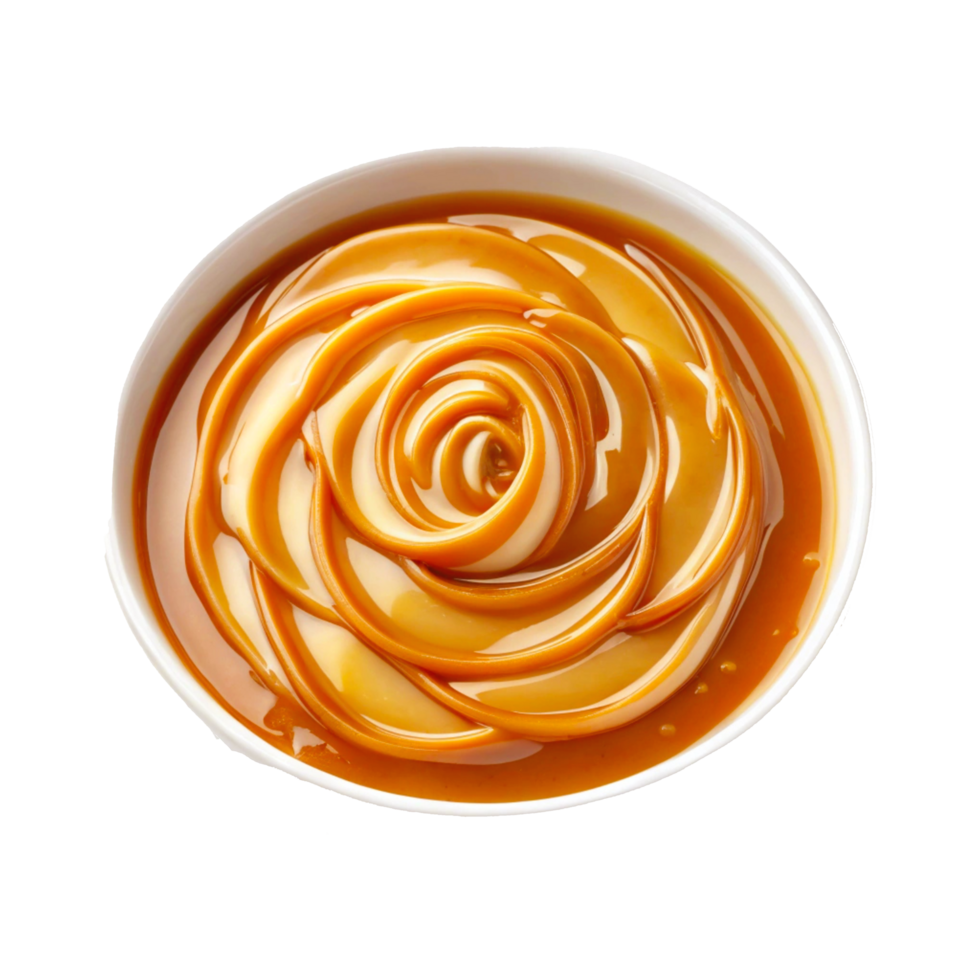 Gourmet Caramel Rose with Golden Swirl and Smooth Texture in Circular Design png