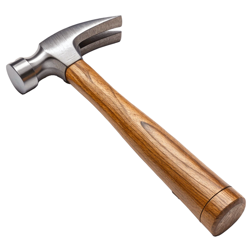 Claw Hammer with Wooden Handle and Shiny Steel Head Professional Carpentry Tool png
