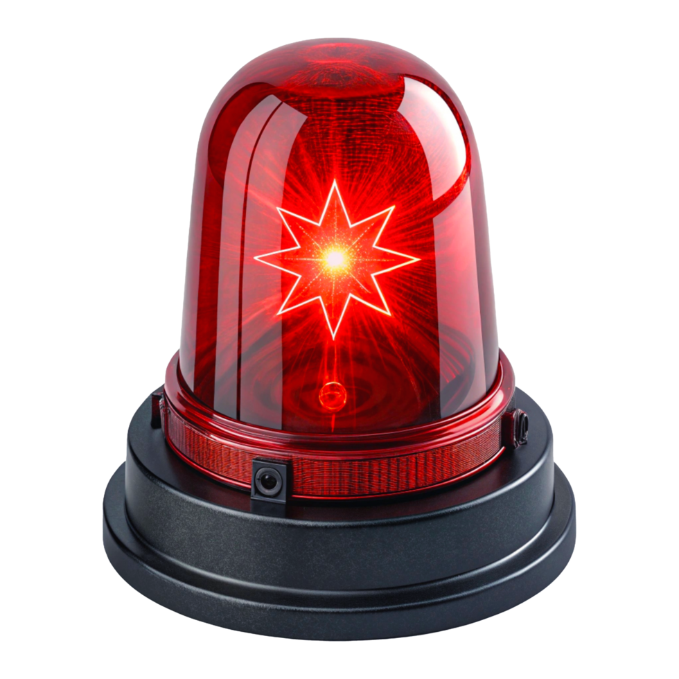 Red Emergency Light Rotating Beacon with Glossy Dome and Black Base png