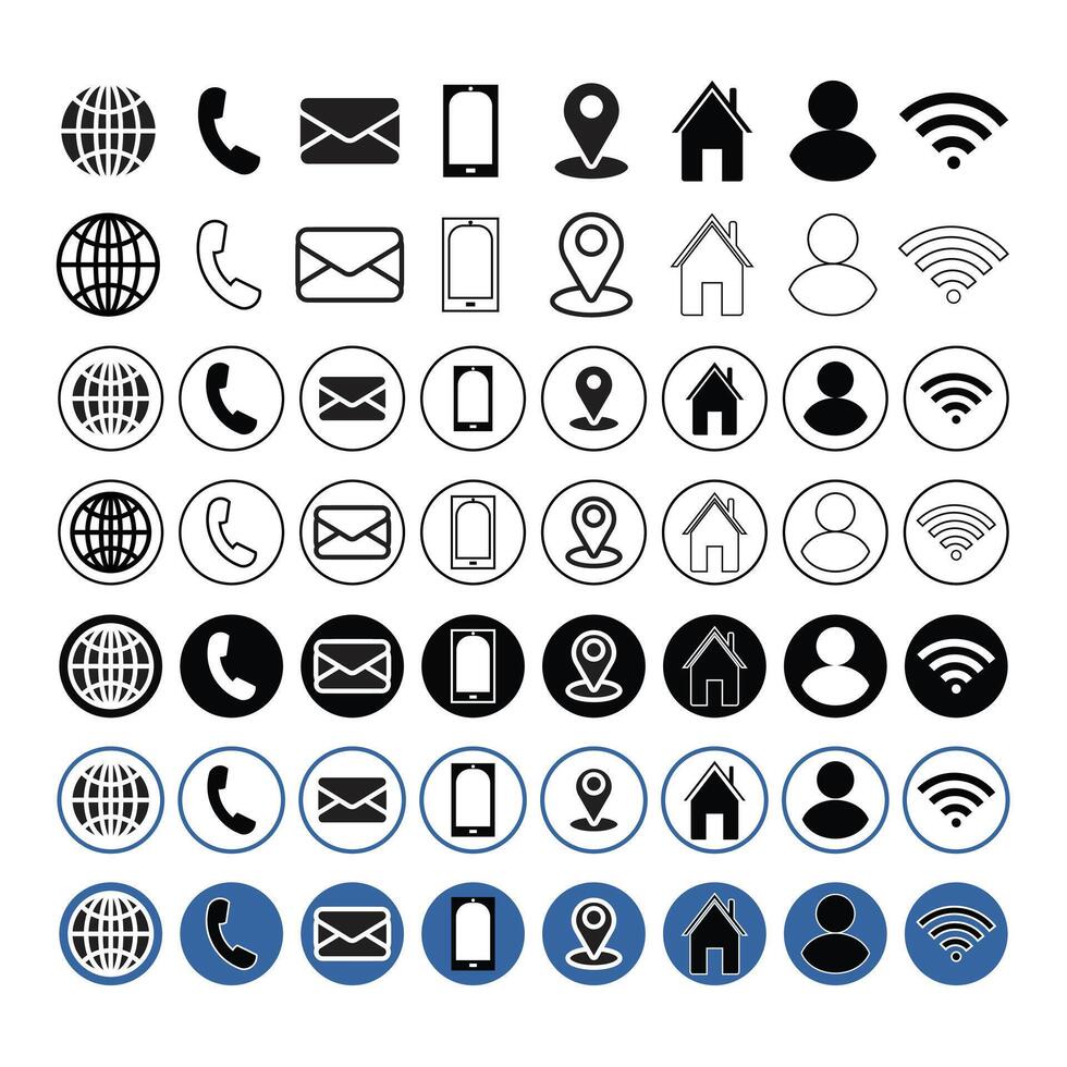 This set includes socials and contacts icons, featuring modern and minimalist designs. Perfect for websites, apps, and presentations, these scalable and printable icons are fully customizable.. vector