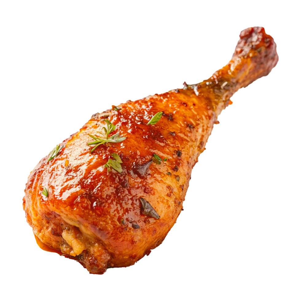 Golden Brown Roasted Chicken Leg with Crispy Texture and Herb Seasoning png