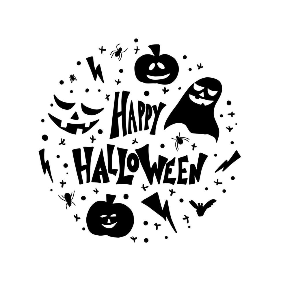 Happy halloween signs. simple design. vector