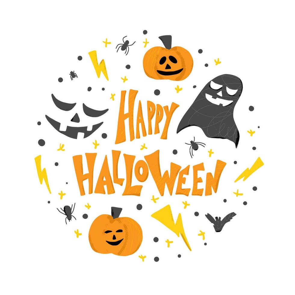 Happy halloween flat signs. simple vector