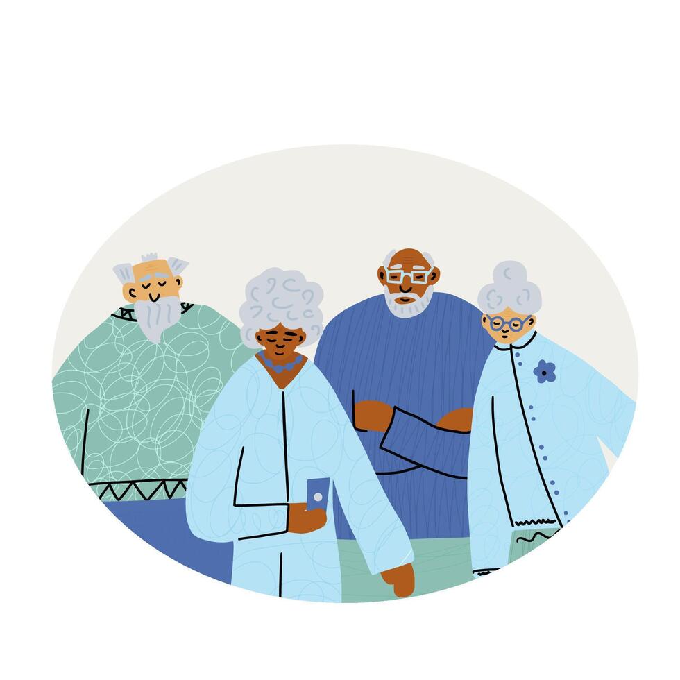 Group of old people isolated. vector