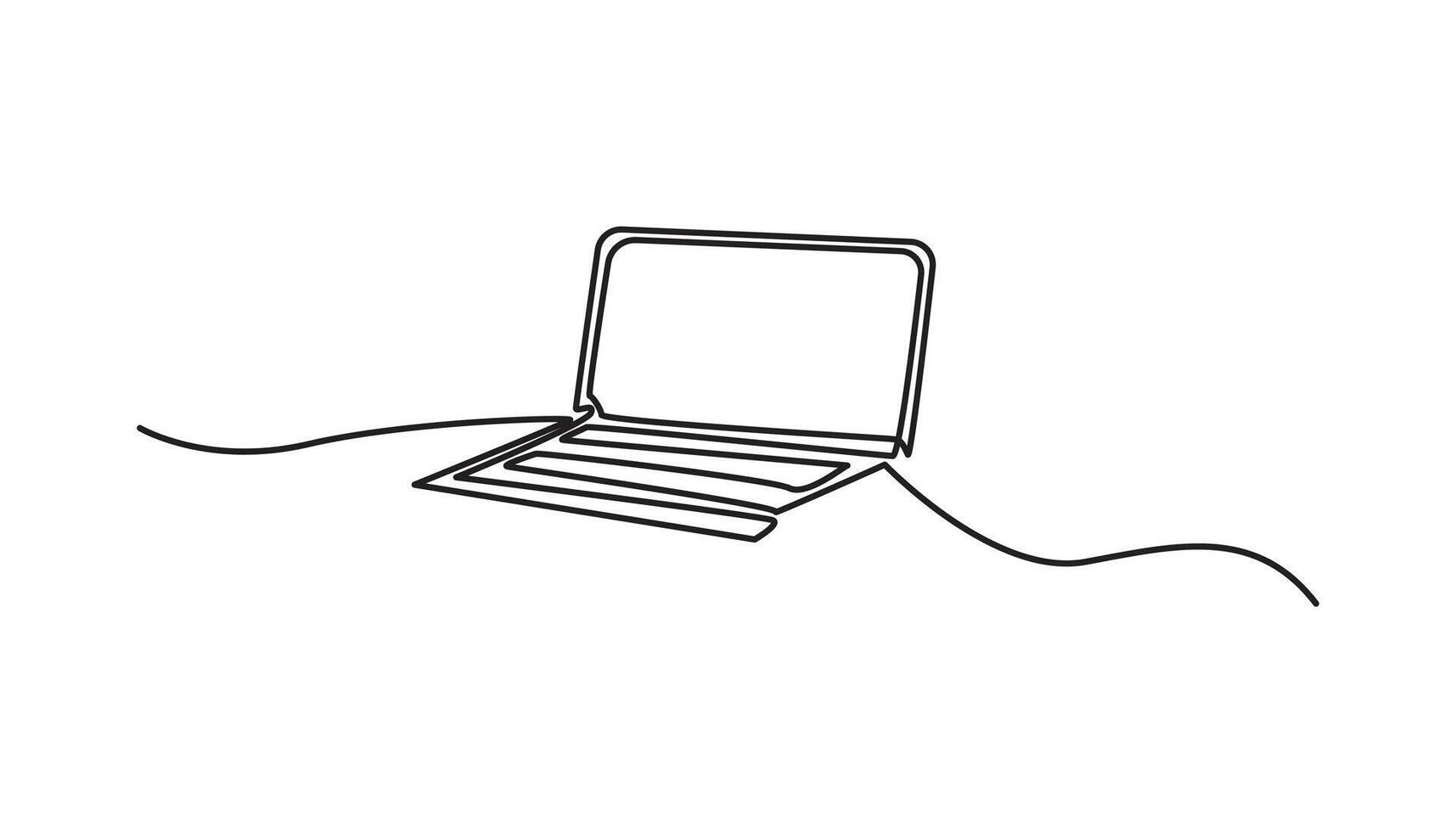 laptop continuous one line drawing vector