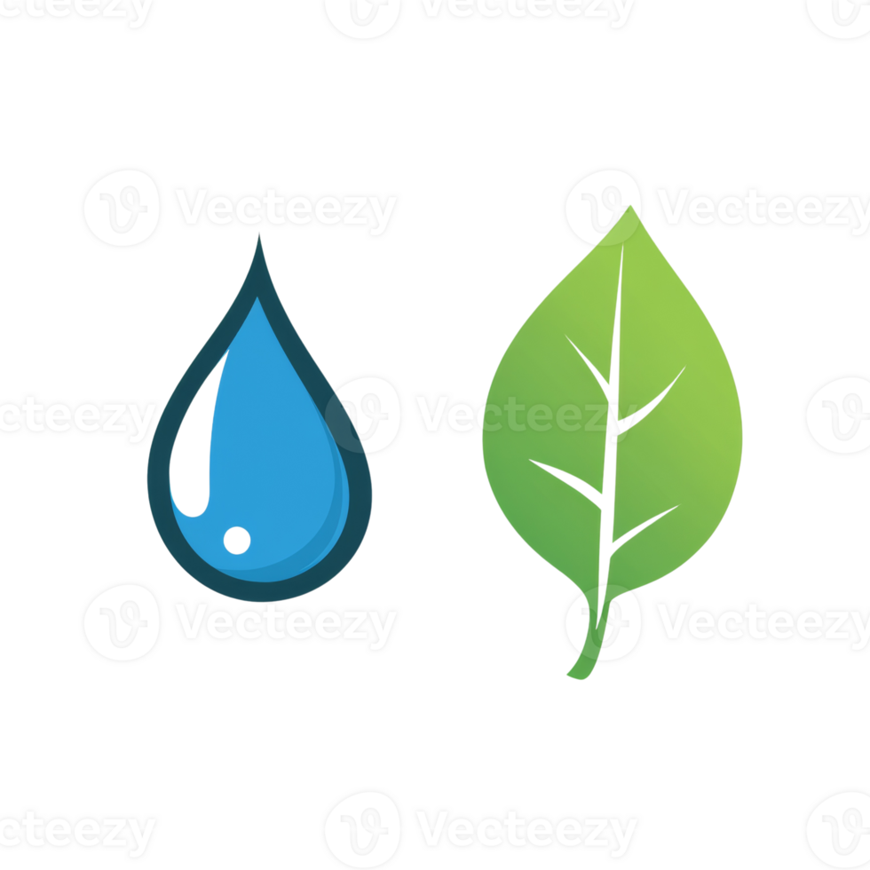 Water Drop and Green Leaf Icon Design png