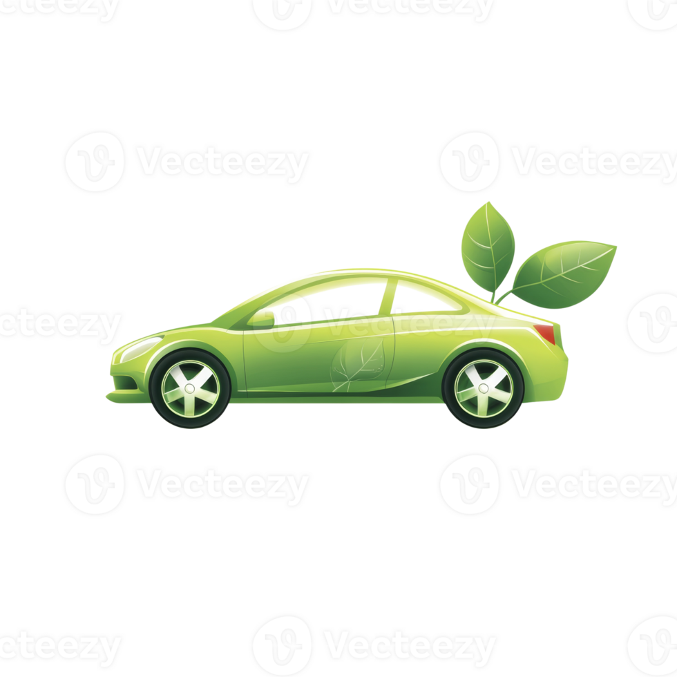 Green Eco Friendly Car With Leaves png
