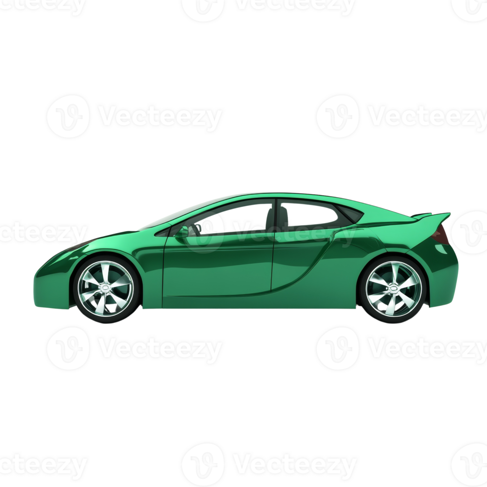Sleek Green Sports Car Side Profile View png