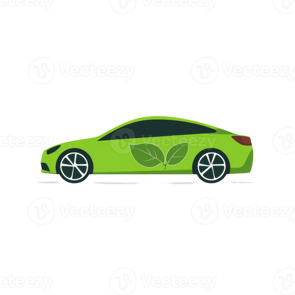 Green Eco Friendly Car With Leaves Design png
