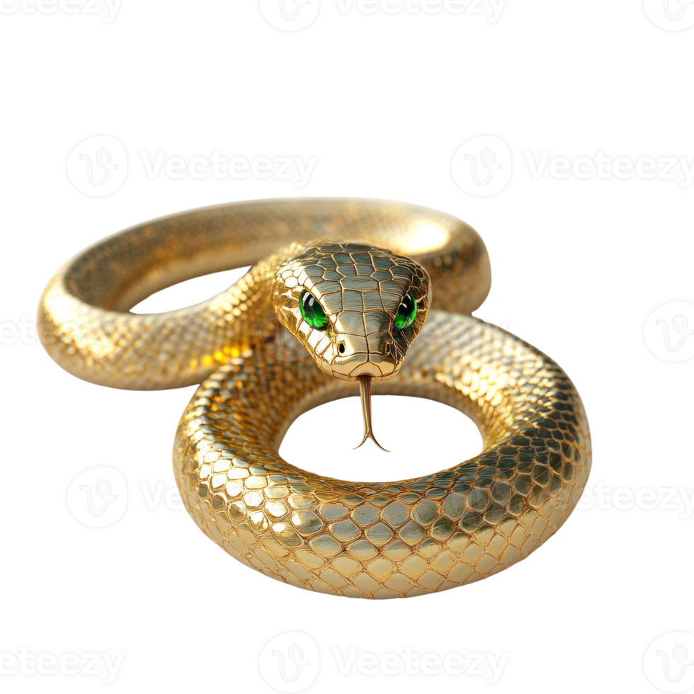 A Golden Snake Coiled in a Symbolic Posture png