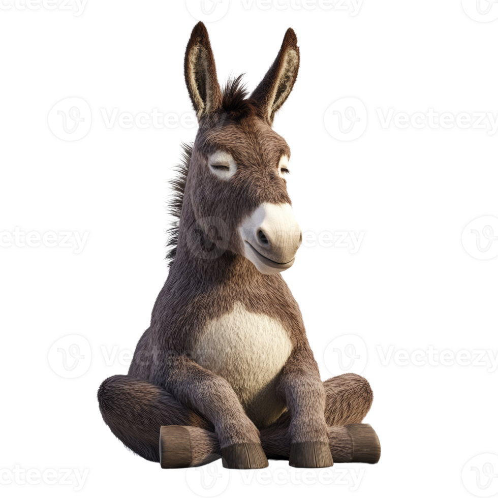Serene Donkey Sitting Crosslegged in Peaceful Pose png