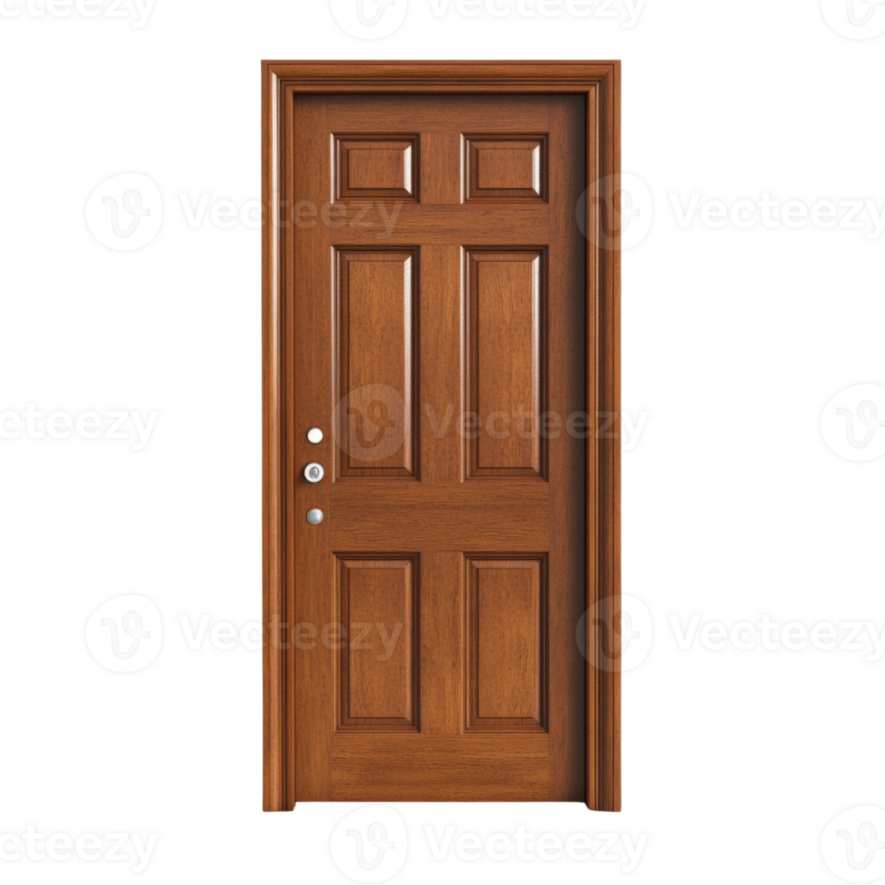A Rich Brown Wooden Door With Six Panels png