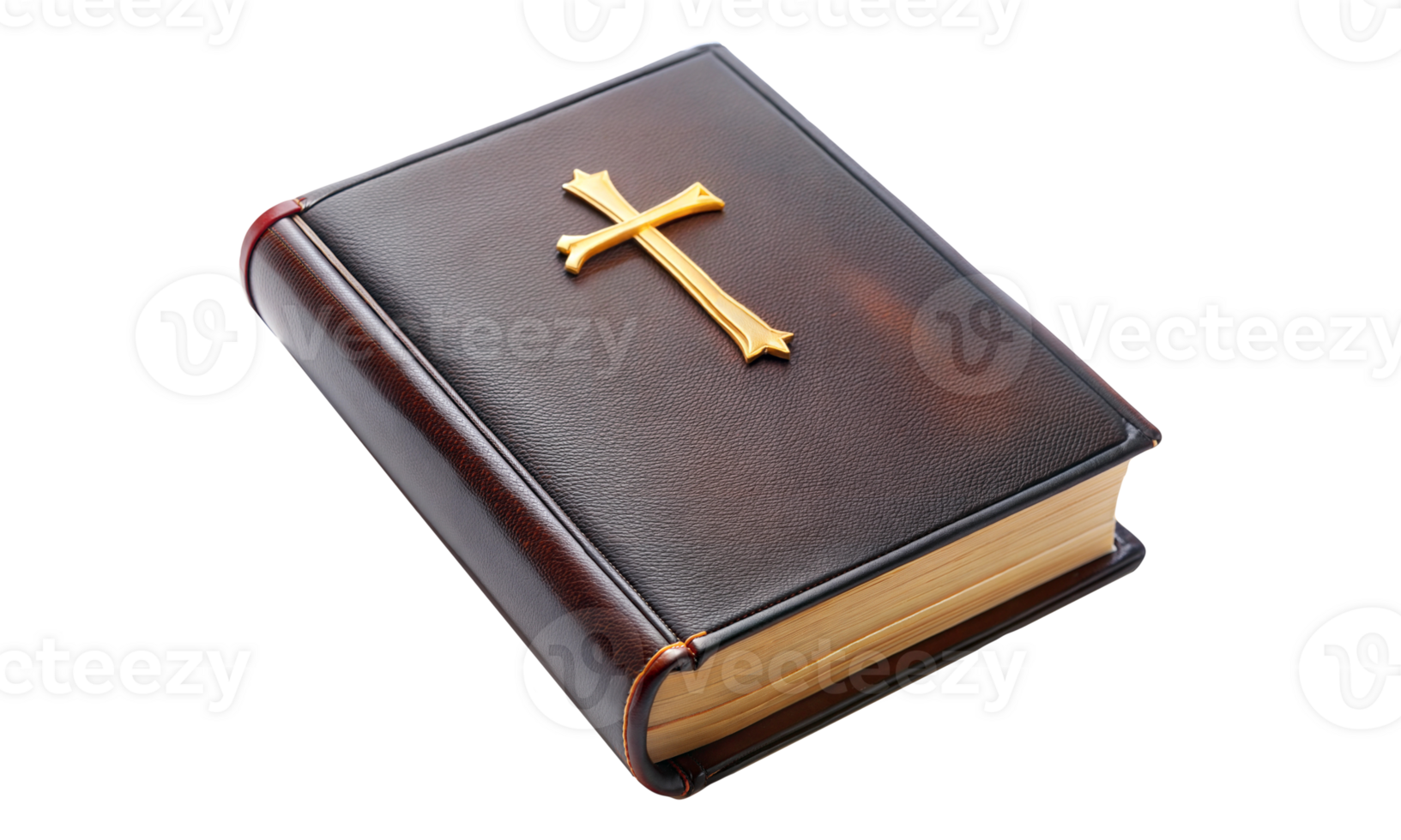 A beautiful bible embellished with a gold cross on its cover png