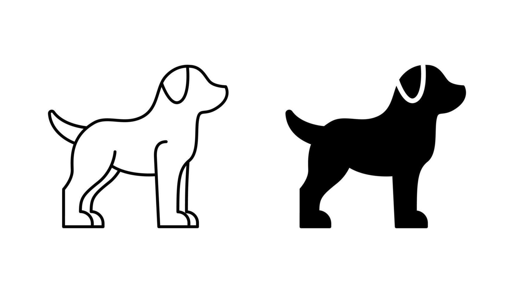 Dog outline and silhouette icon vector