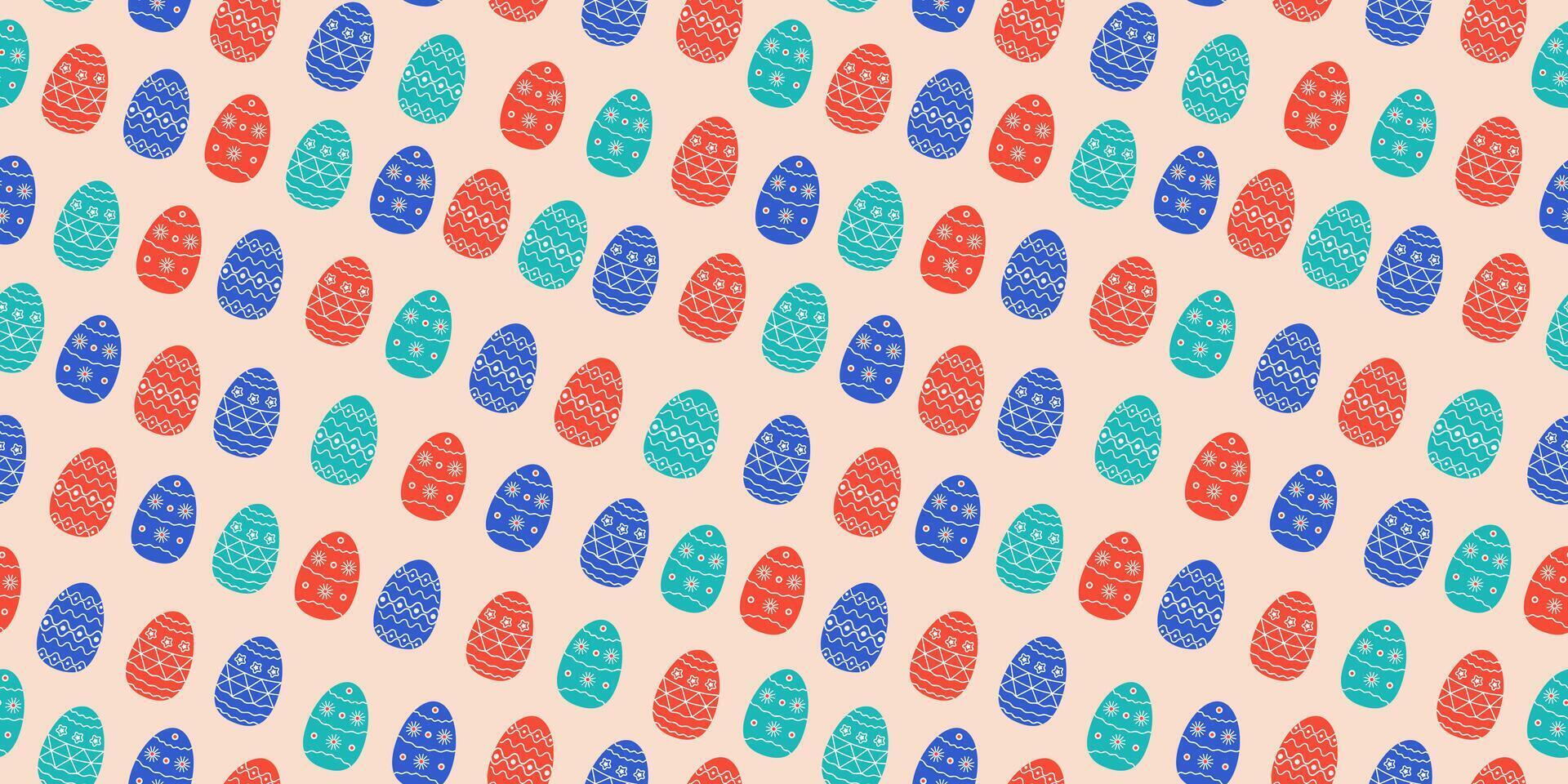 Easter painted eggs. Repeating pattern. Holiday seamless background. vector