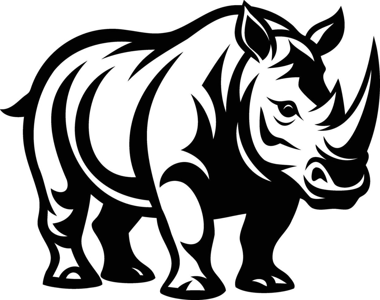 Rhinoceros Silhouette Strength and Grace in Shadowed Form vector
