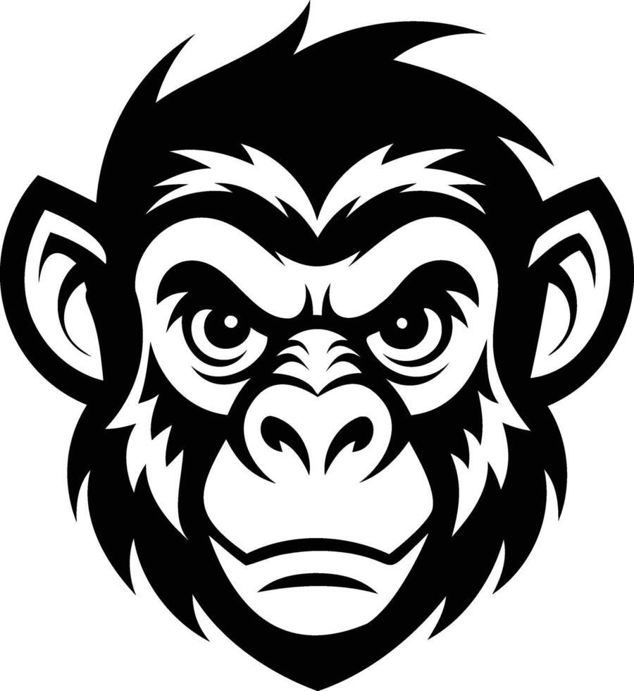 Playful Monkey Head Silhouettes A Fun and Whimsical Design vector