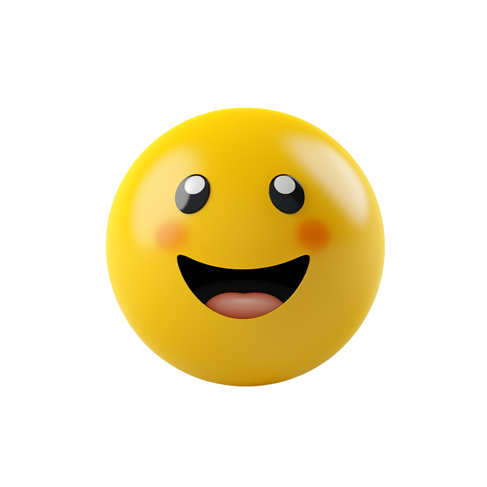 Happy Yellow Emoticon 3D Render Smiling Face Joyful Expression, png