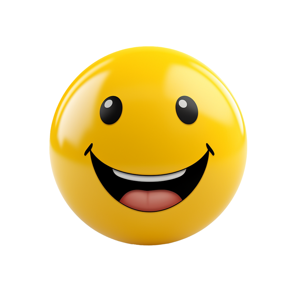 yellow emoticon 3D joyful expression digital art png