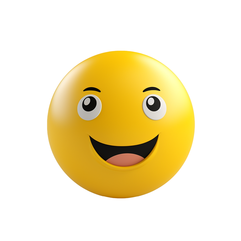 Happy emoticon 3D rendering joyful expression digital art, png