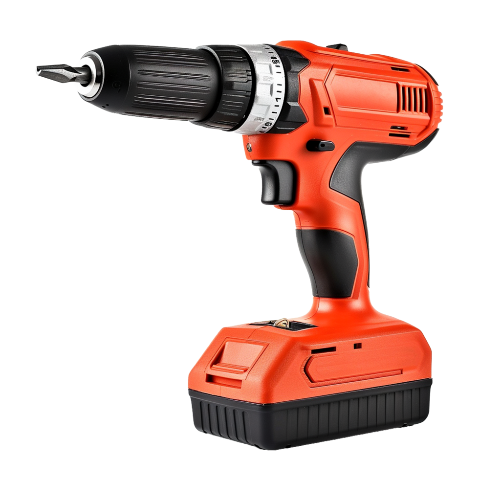 Cordless Drill Power Tool Orange Black Home Improvement, png