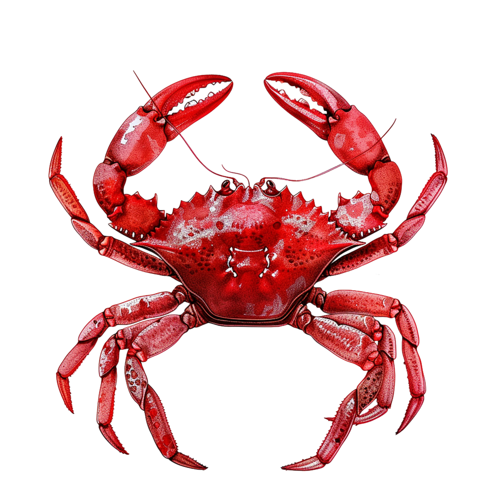 Red Crab Detailed Illustration Seafood Ocean Life Nature Animal Art, png