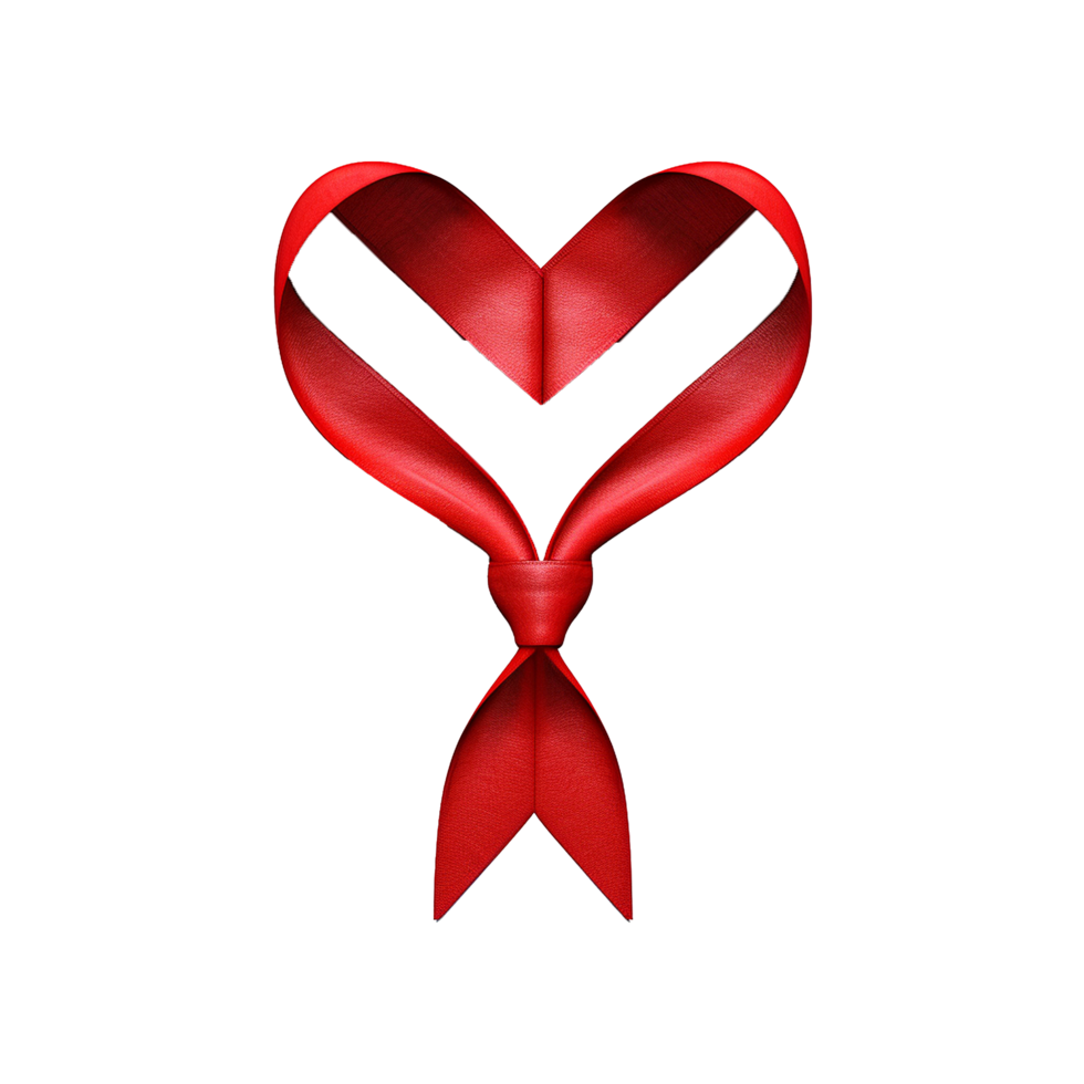 Red ribbon heart shaped tie knot love romance passion png