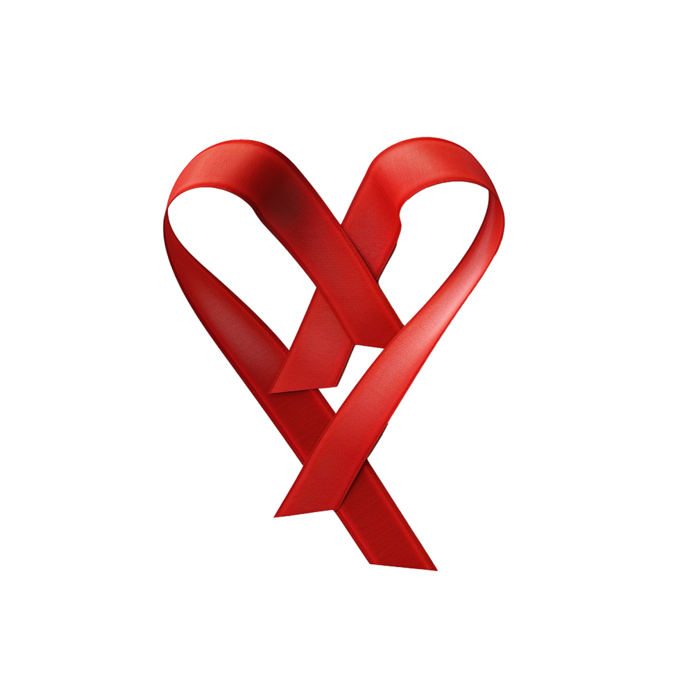 Red ribbon heart shaped love symbol romance Valentine's Day png