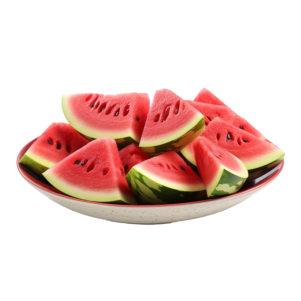 Fresh Juicy Watermelon Slices in a Bowl Refreshing Summer Treat, png
