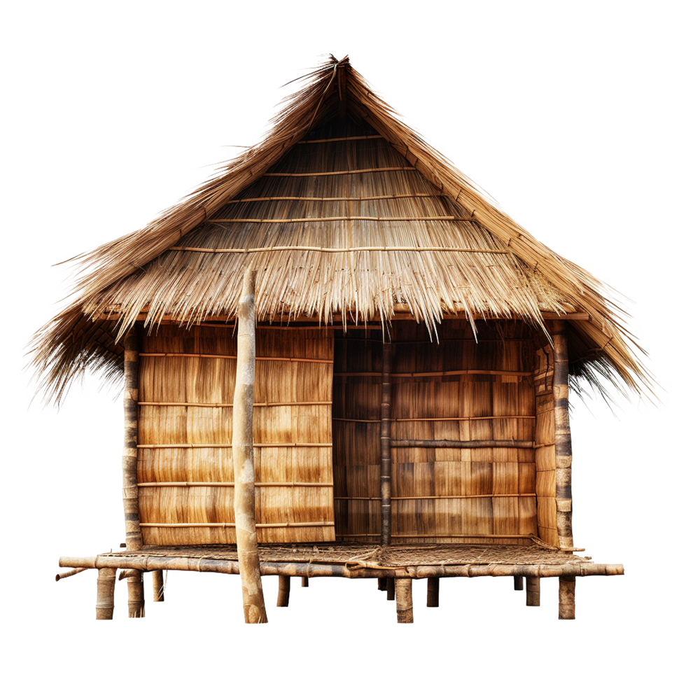 Thatched Bamboo Hut Simple Design Rural Shelter png