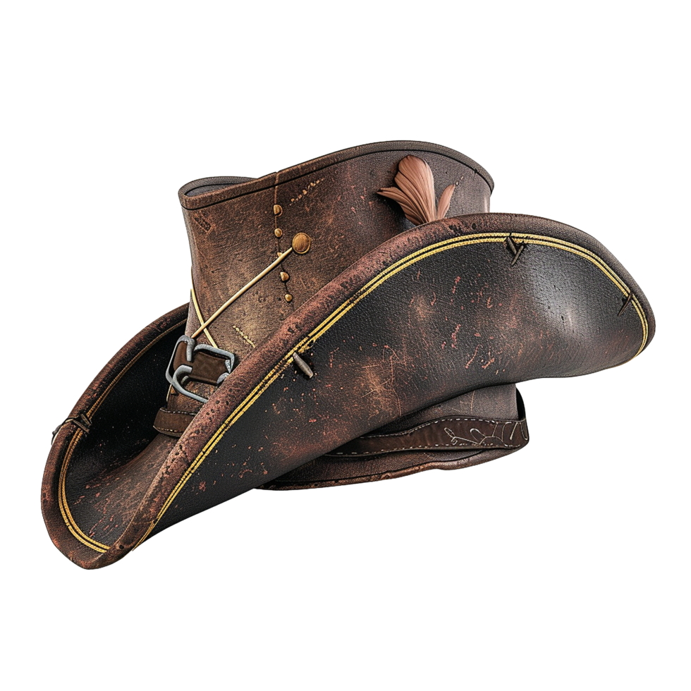 Worn Leather Pirate Hat Antique Design Fashion Accessory, png