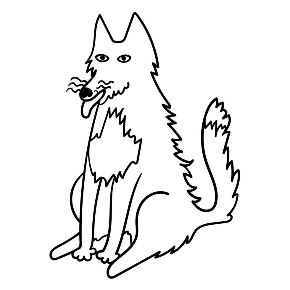 funny dog in line doodle style vector