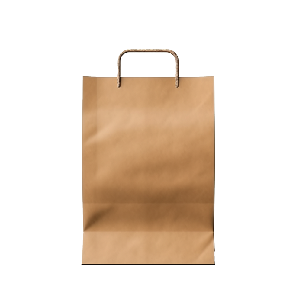 Brown paper shopping bag with rope handles product mockup png