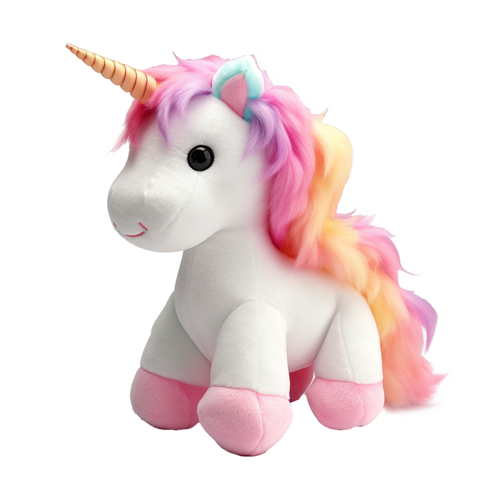 Rainbow Unicorn Plush Toy Adorable Fantasy Creature Soft Toy png