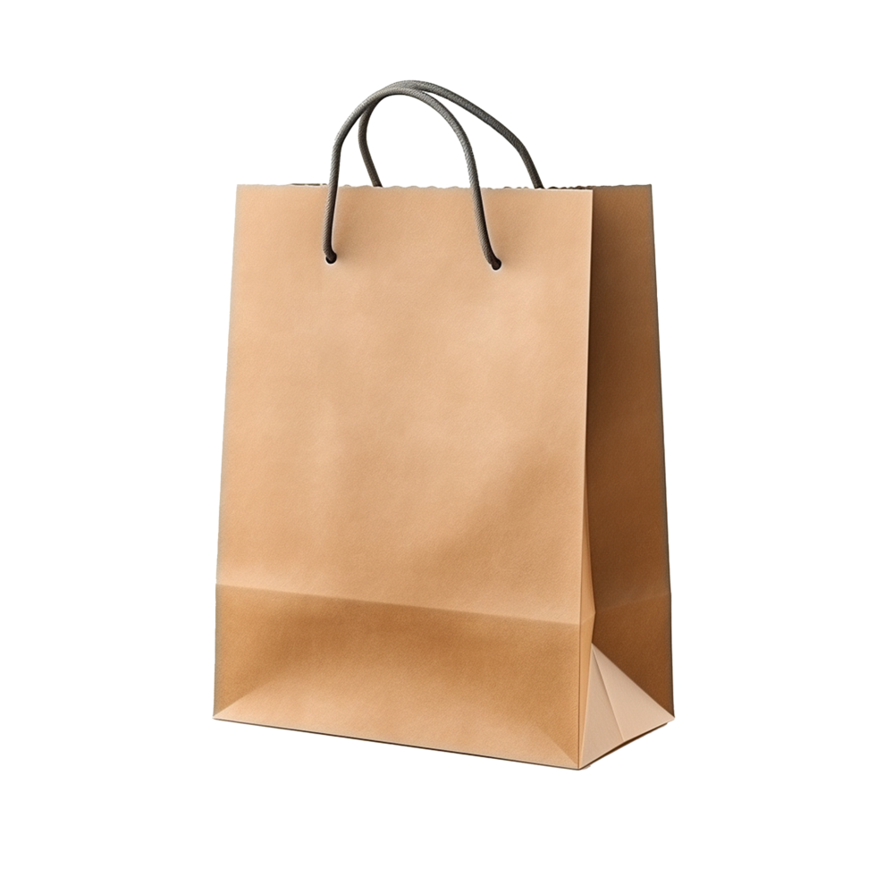 Brown Paper Shopping Bag with Handles Retail Packaging Blank Template, png