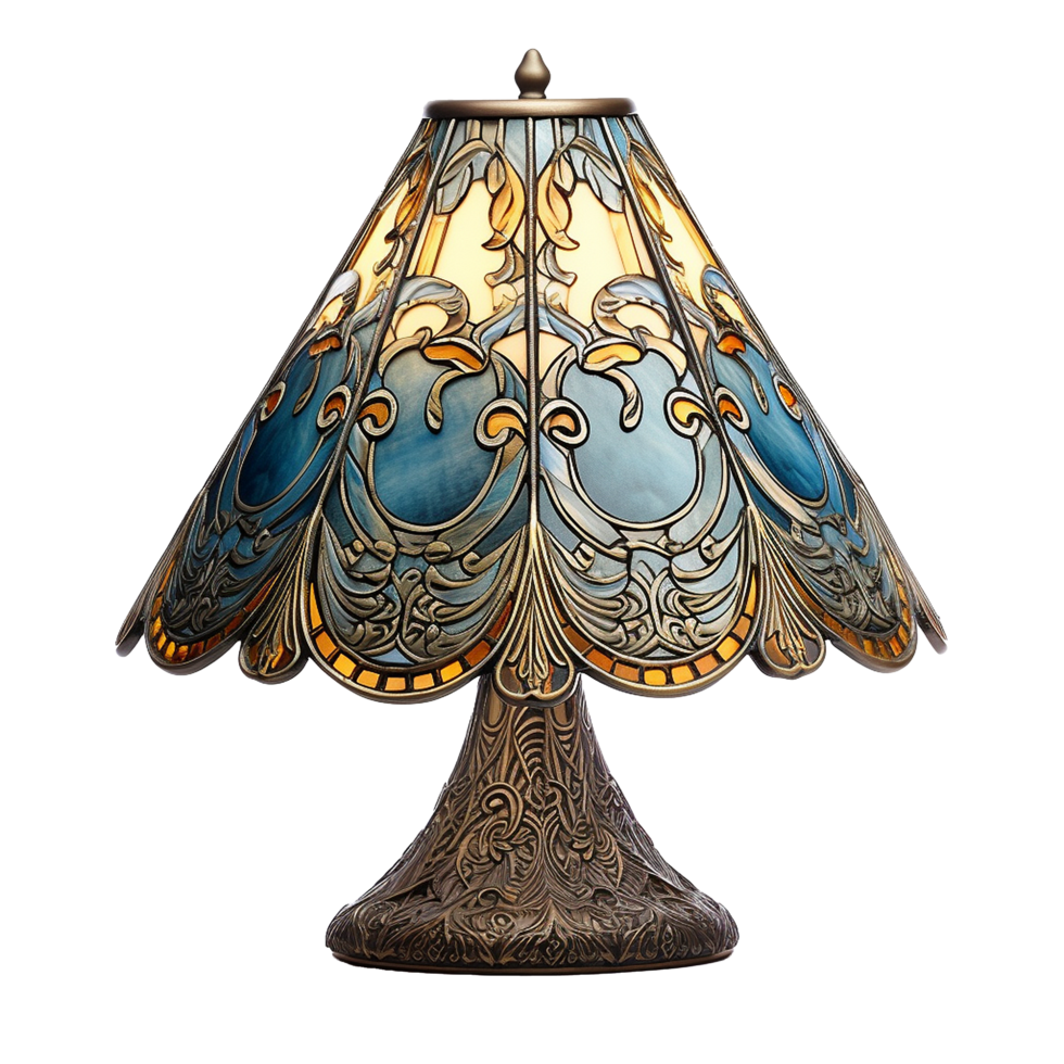 Elegant Blue and Gold Tiffany Style Table Lamp Art Deco Design Home Decor Lighting png