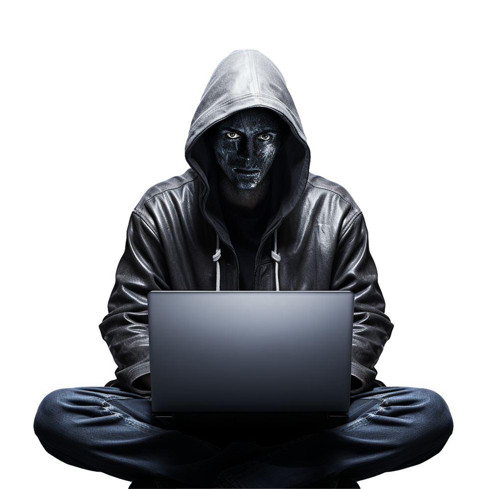 Anonymous Hacker Using Laptop Dark Web Crime Cybersecurity png
