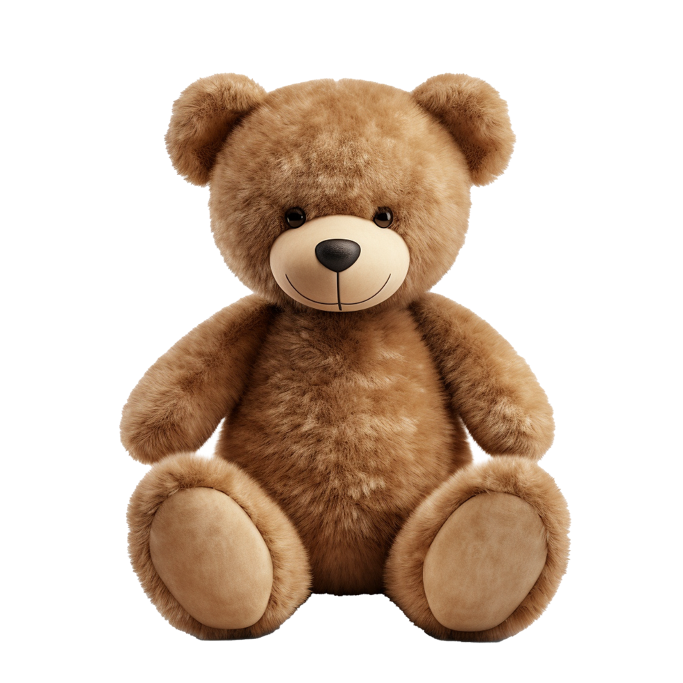 Adorable Brown Teddy Bear Sitting Plush Toy Soft Fur png