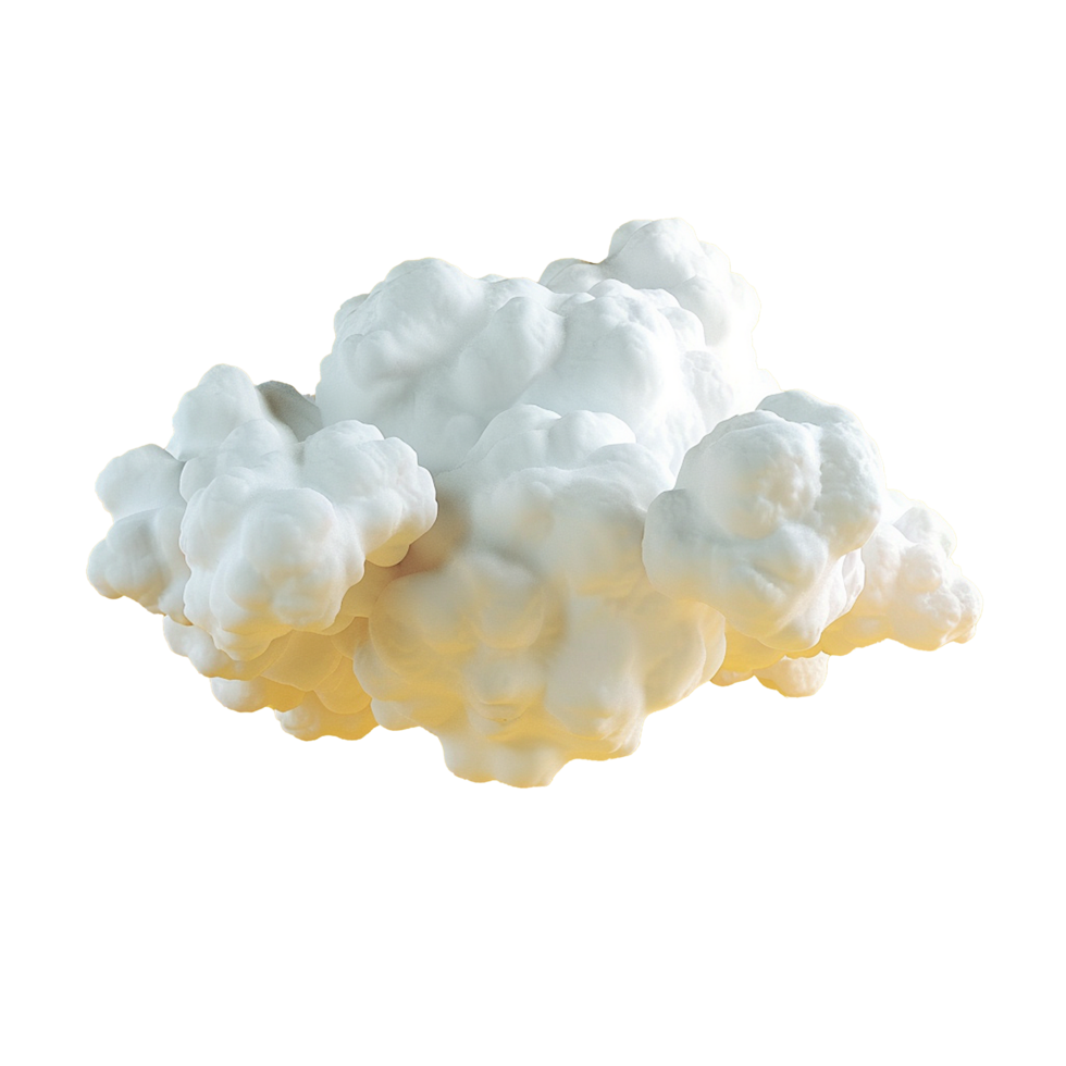 Fluffy white cloud formation against a yellow backdrop Dreamlike soft texture abstract art, png