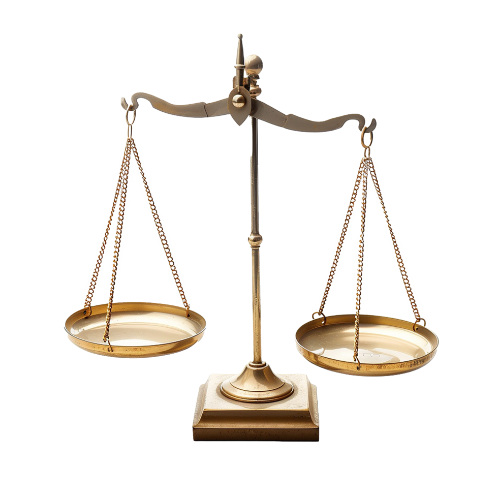 Golden Scales of Justice Symbol of Balance and Law png