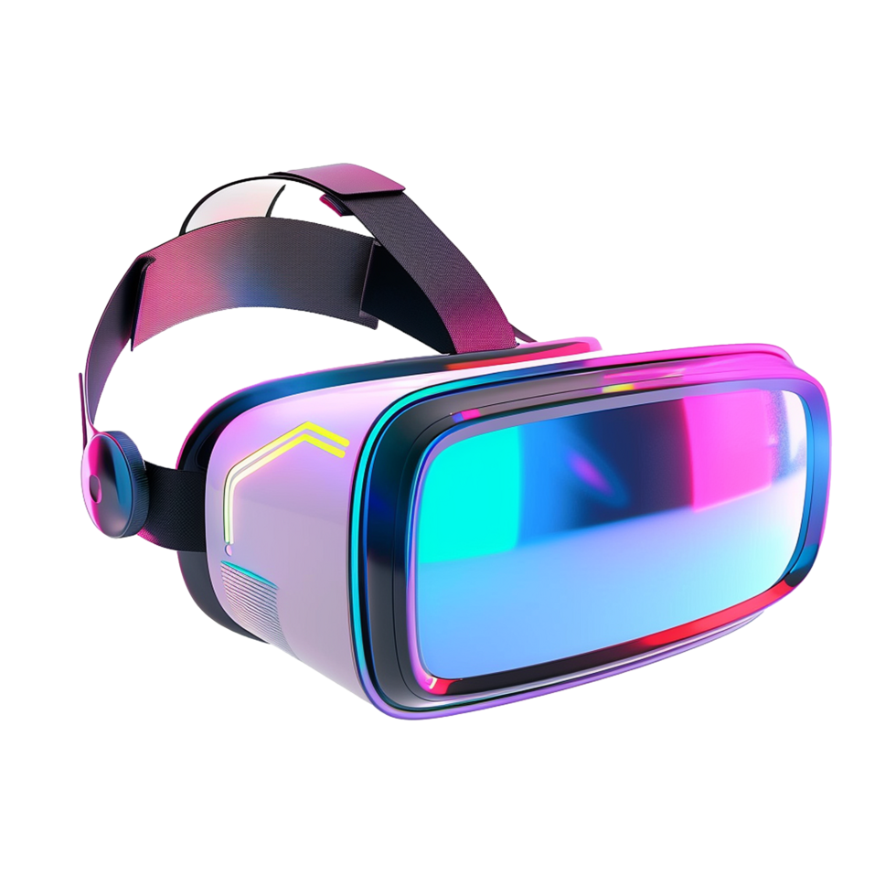 Futuristic VR Headset Neon Colors Virtual Reality Tech Gadget png