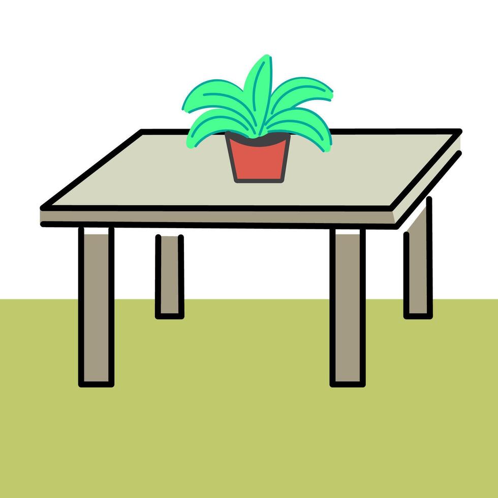 home plant in doodle style on the table vector