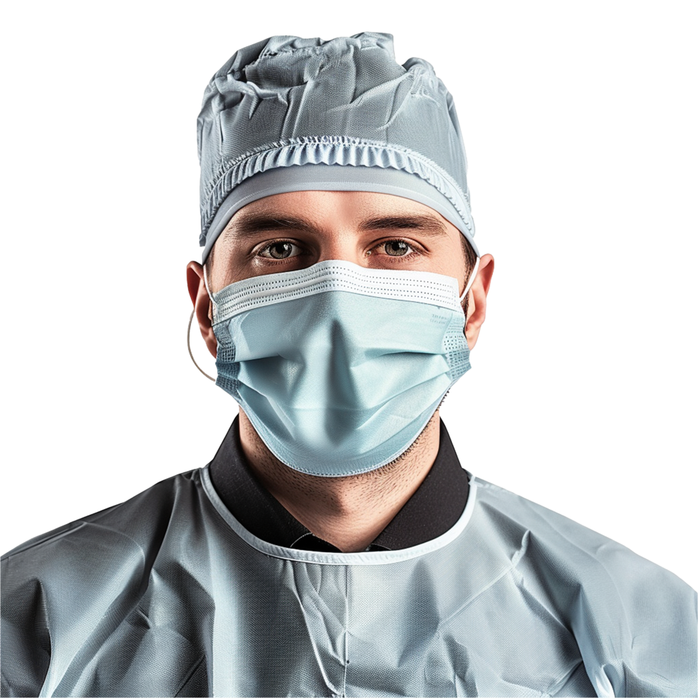 Surgeon wearing protective mask and surgical cap healthcare professional medical worker png